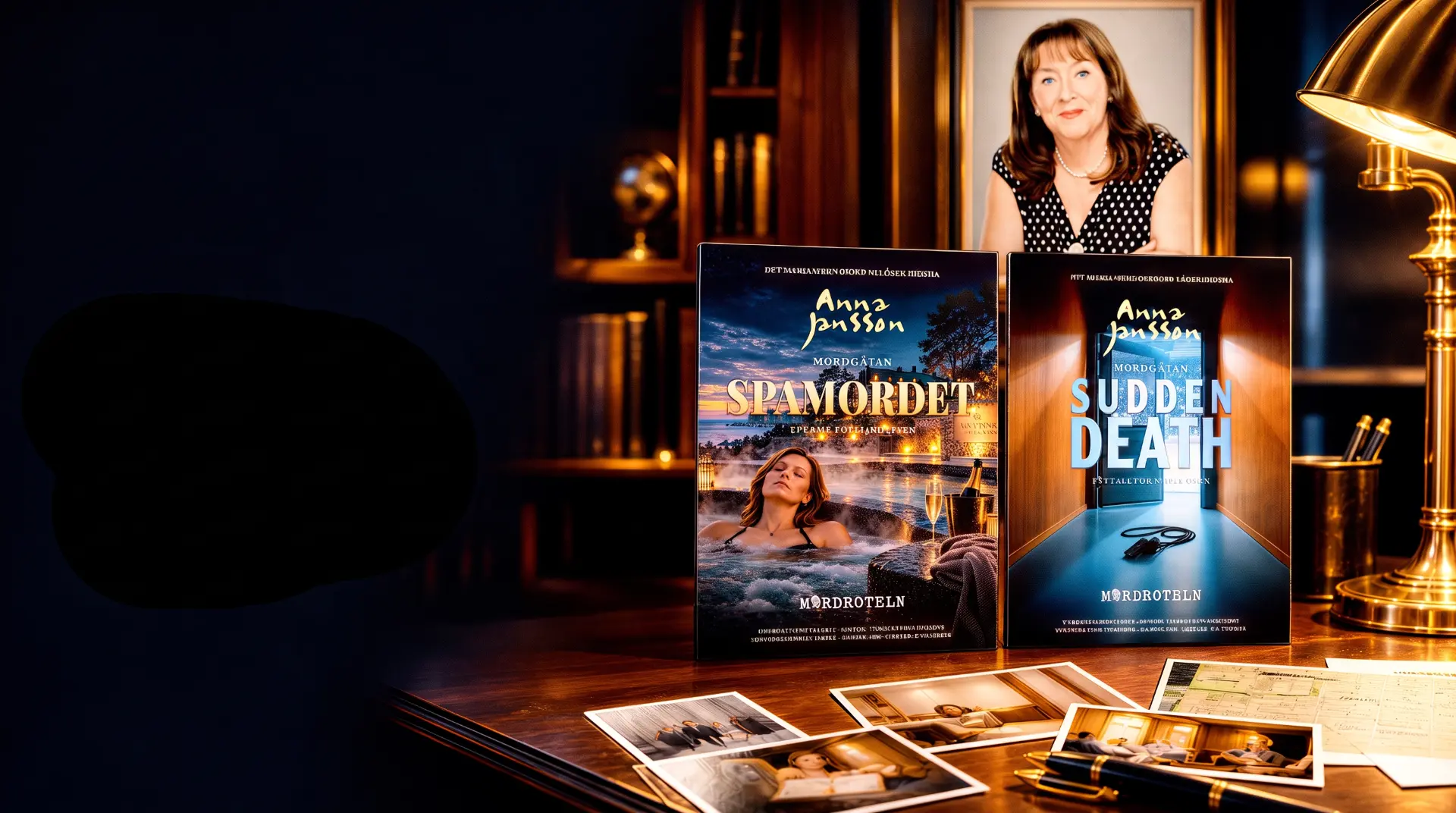 Anna Jansson och fallen Spamordet och Sudden Death på ett mörkt skrivbord